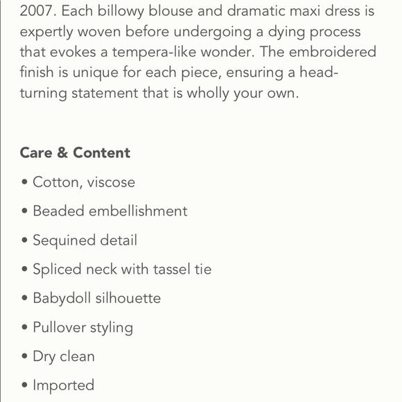 Anthropologie Verb Floral Beaded Babydoll Blouse NEW - Picture 10 of 10